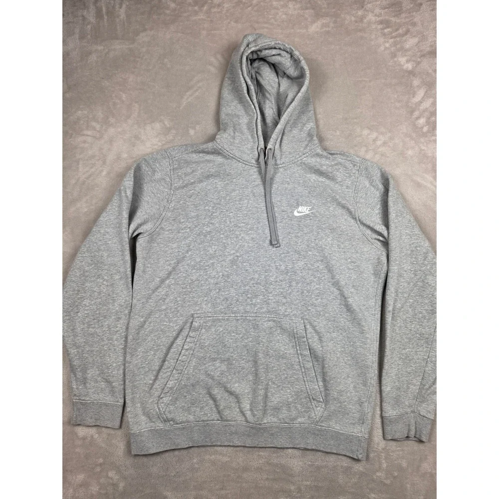 Nike Hoodie Mens Large Gray Sportswear Club Fleece Pullover Sweatshirt 804346